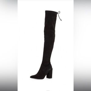 Stuart Weitzman Thighlander Highlander black pointed toe suede  thigh high boots